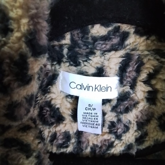 Calvin Klein Open Front Plush Sherpa Fleece Jacket‎ Size Small w/ Leopard Print - Picture 11 of 11